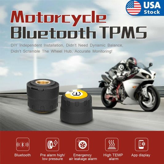 TPMS Bluetooth 5.0 Tire Pressure Monitor System 2 External Sensor for Motorcycle Q
