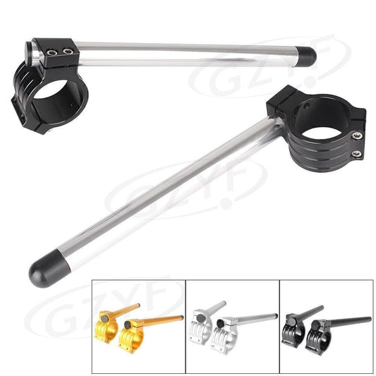46mm Left+Right Clip On Handlebar Fork Tube Universal Motorcycle Silver&Black Q