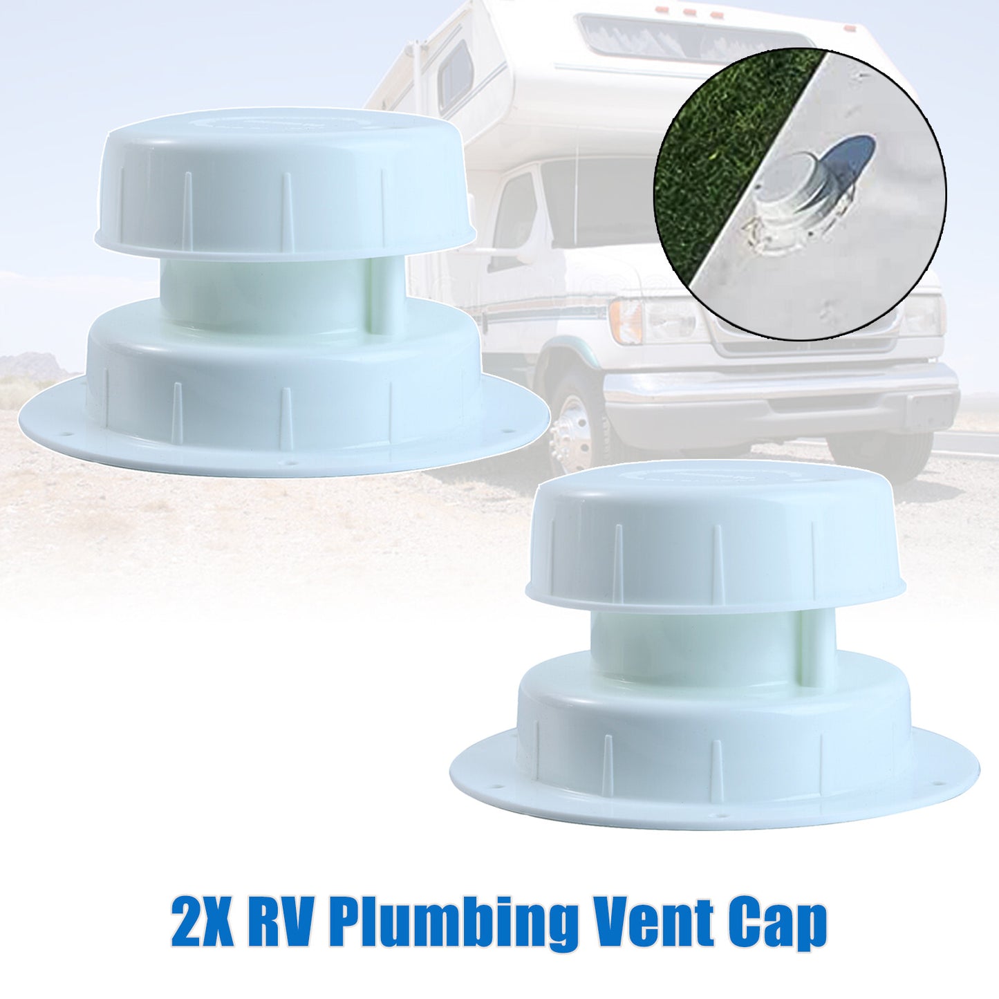 2x RV Plumbing Vent Caps Plastic Sewer Roof Covers For Trailer Camper Motorhome Q