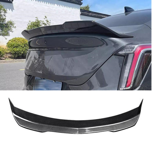 Rear Trunk Spoiler Wing Flap ABS Carbon Fiber style for Cadillac CT4 2021-2024 B n