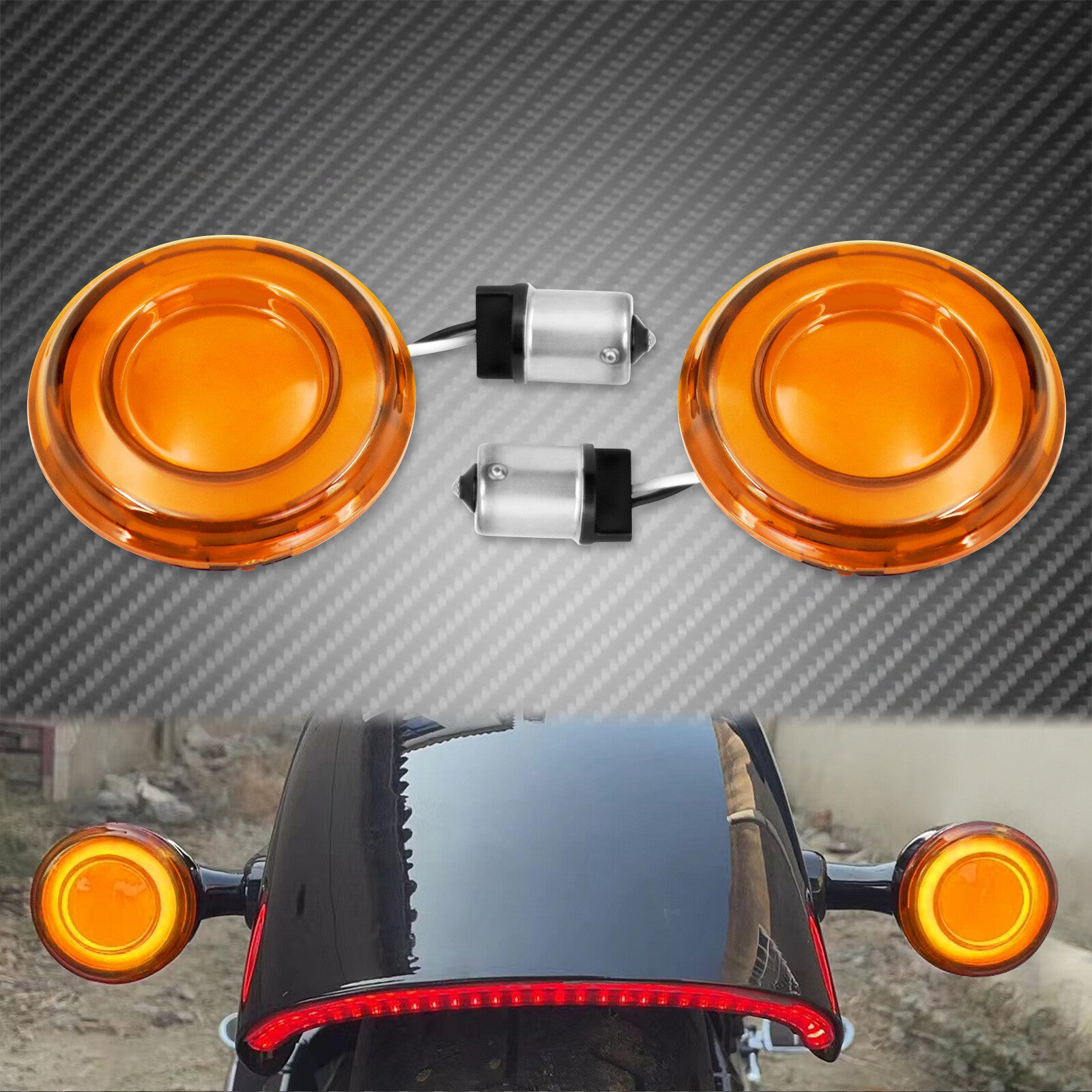 Orange 1156 Bullet Tracer LED Rear Turn Signal Fit for Harley Sportster Softail