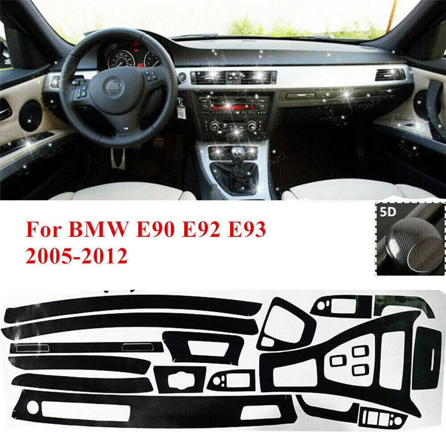 5D Car Interior Carbon Fiber Look Wrap Trim for BMW E90 E92 E93 2005-2012 LHD US Q