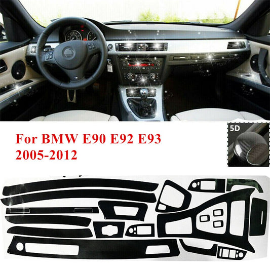 5D Car Interior Carbon Fiber Look Wrap Trim for BMW E90 E92 E93 2005-2012 LHD US Q