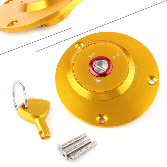 Motorcycle Gas Fuel Tank Cap Cover w/ Key Fit for Yamaha FZ1 FZ6 YZF R1 R6 Gold Q