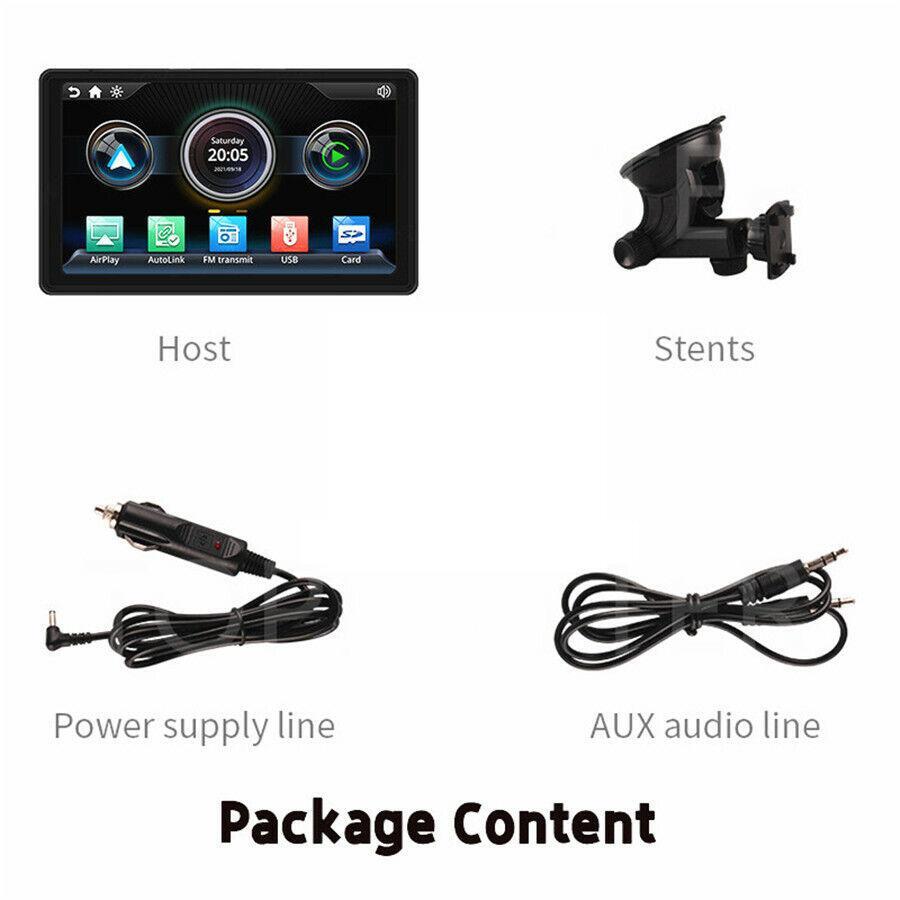 Car stereo radio display with 7-inch touchscreen MP5 player, BT wireless CarPlay, Android. n