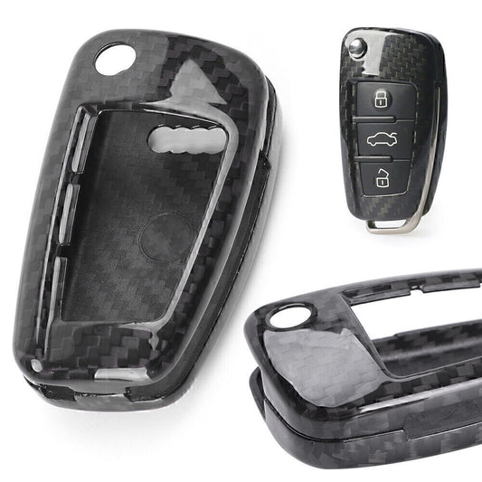 Real Carbon Fiber Car Remote Key Cover Shell Case for Audi A3 A4 A6 TT R8