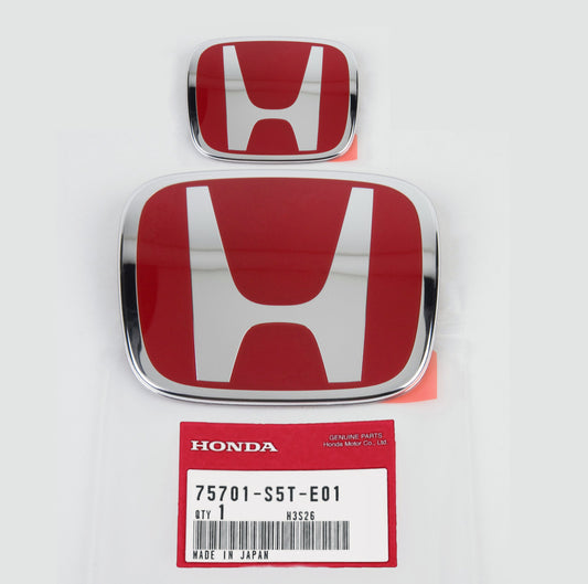 for Honda for Civic Coupe 2Dr 06-11 JDM, Red H, Front and Rear R-shaped Grille Badges