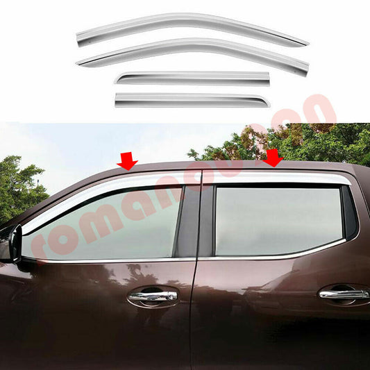 for Nissan Frontier D40 2015-2020 Chrome Window Visor Vent Shield Sun Rain Guard