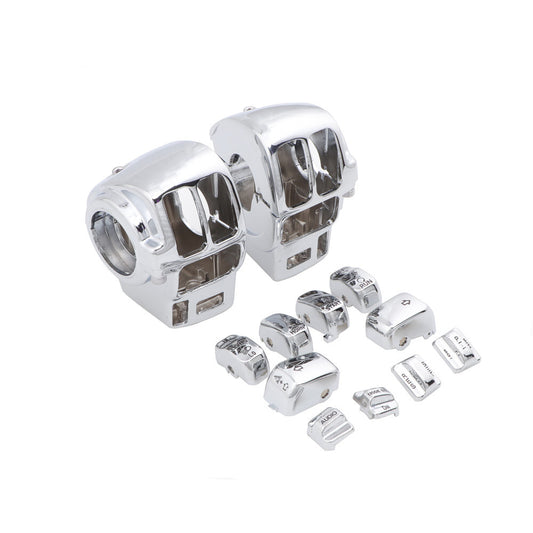 Chrome Switch Housing Cover+10pcs Button Cap for Harley Electra Road Glide 96-13 Q