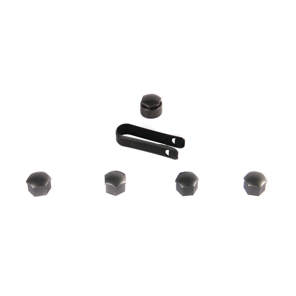 5* Black Lug Bolt Nut Caps &Removal Tools Fit for Passat for Audi for Skoda Q