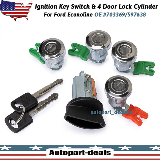 Tailgate Ignition Door Lock Cylinder Set Fit for Ford 1998-2007 F-250 F-350