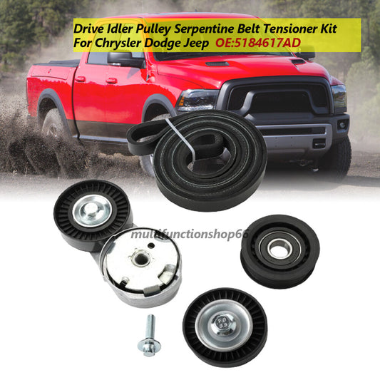 for Chrysler for Dodge for Jeep 3.6L V6 Drive Idler Pulley Serpentine Belt Tensioner Kit Q