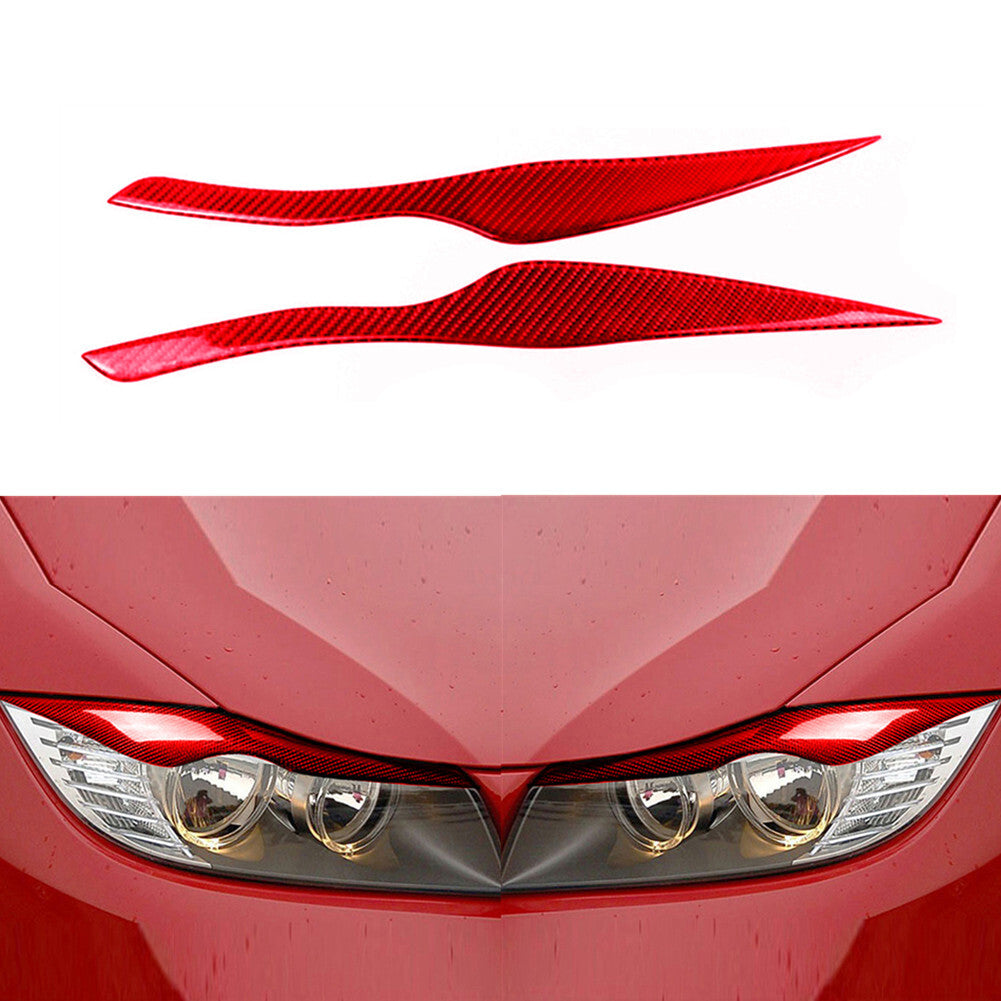 Red Carbon Fiber Headlight Eyebrow Trim for BMW E90 E91 2006-2011