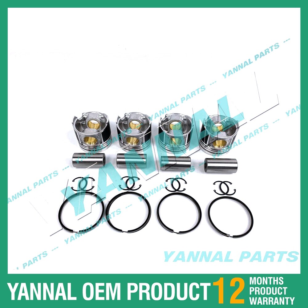 4-piece piston with piston rings + 0.5 mm for Komatsu 4D76 engine (extra-large size)
