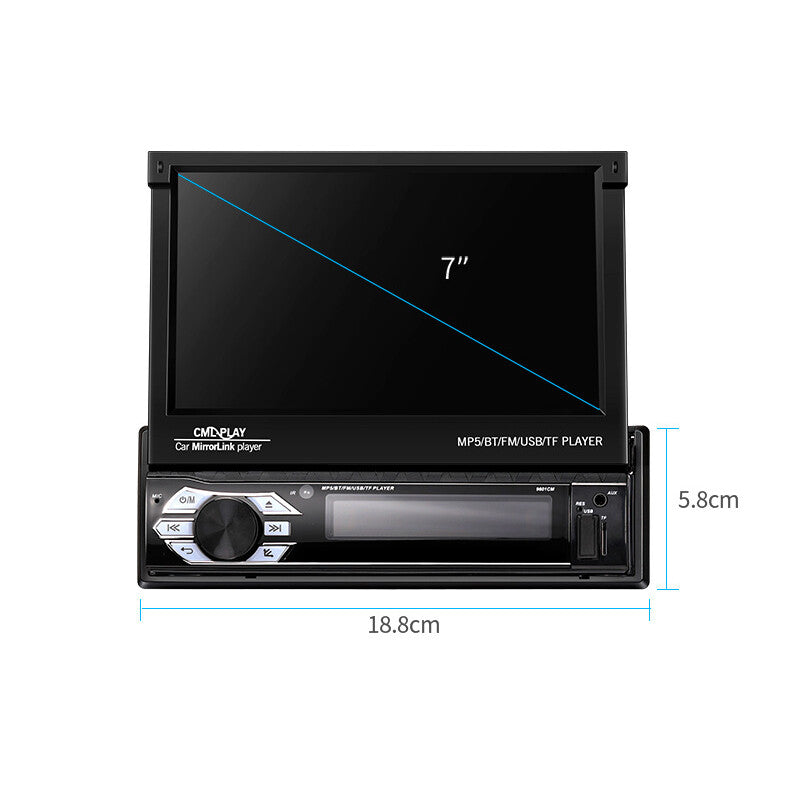 7 1 DIN High-Definition Flip-Screen Car Stereo MP5 Player Radio Bluetooth USB/AUX/SD GPS Navigation n