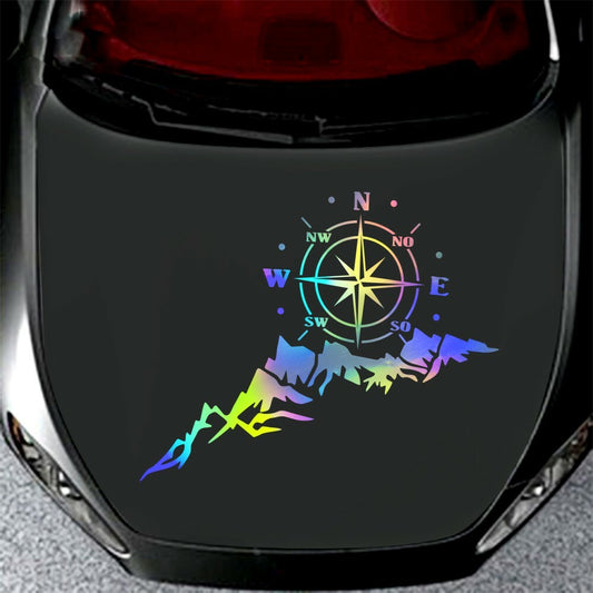 Car Truck Accessories Vinyl Compass Mountain Decal Graphic Sticker For Body Hood