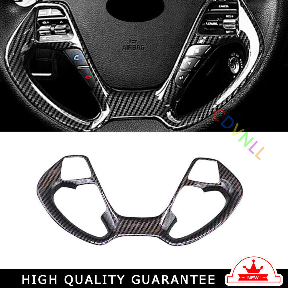 Steering Wheel Button Frame Cover Trim Fit for Kia K3 2014-18 Black Carbon Fiber