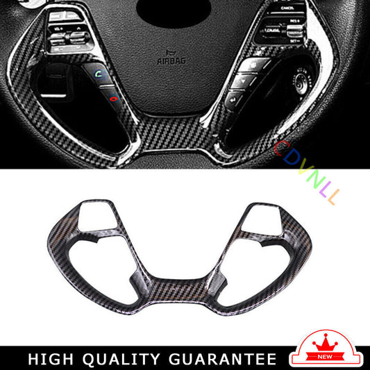 Steering Wheel Button Frame Cover Trim Fit for Kia K3 2014-18 Black Carbon Fiber