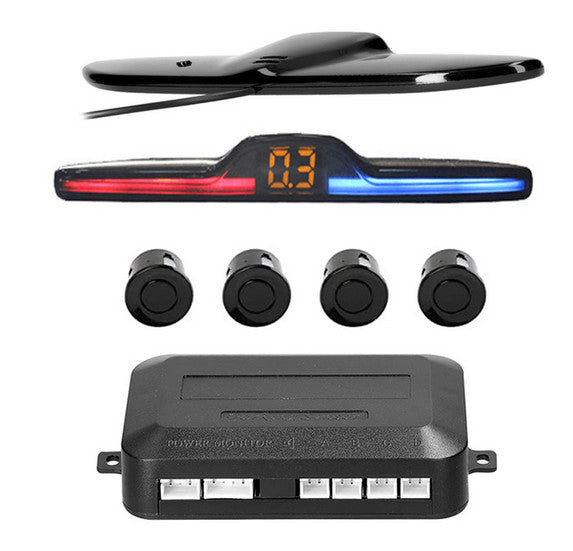 4-Side Parking Sensor LED Car Backup Reverse Rear Radar System Alarm Kit n