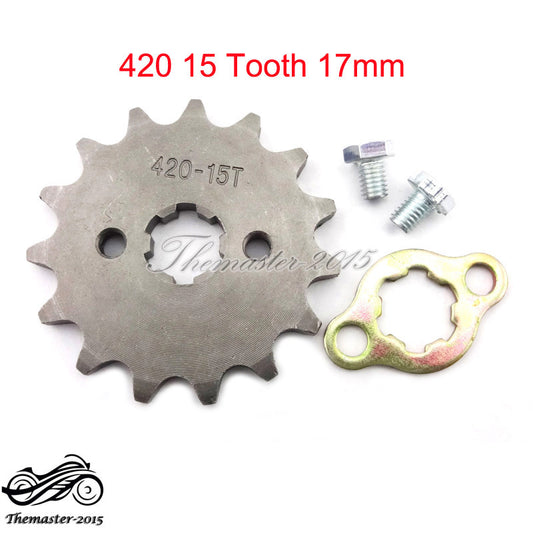 420 15T 17mm Front Chain Sprocket For ATV Pit Dirt Bike 50cc 70 90 110cc 125cc Q