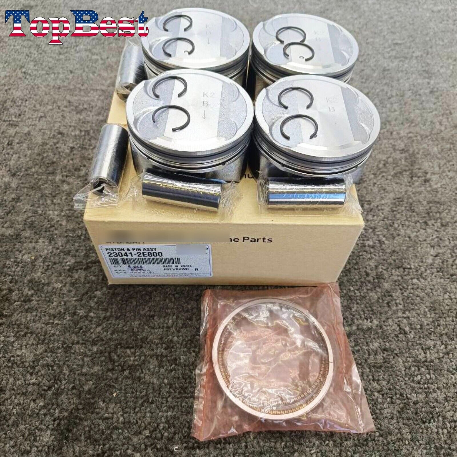 Equipment Manufacturer ( ) New 4X STD Piston and Ring Kit for 2016-2018 for Hyundai for Elantra 2.0L 23041-2E800
