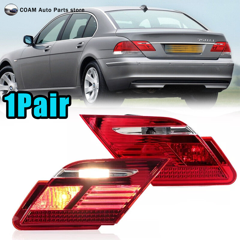 A pair of rear inner taillights for BMW 7 Series E65, E66, 745i, and 750Li models from 2005 to 2008. Q