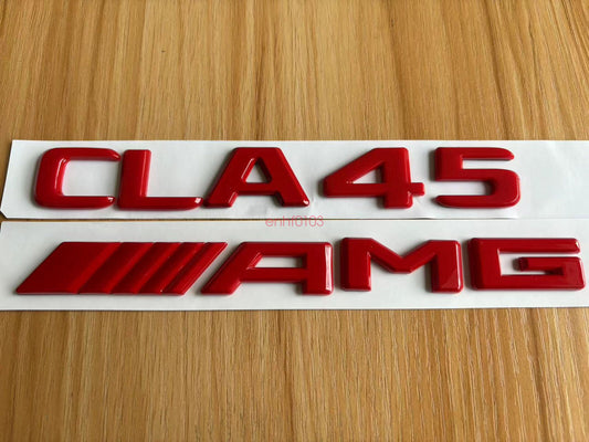 Glossy Red 3D CLA45 AMG Numerical Letter Trunk Badge for Mercedes-Benz