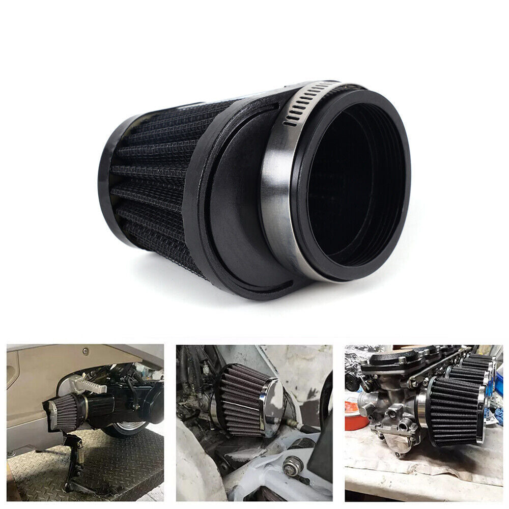 Black 55mm Air Filter Cleaner Round Tapered Replacement Fit For Motorcycle / Car Q