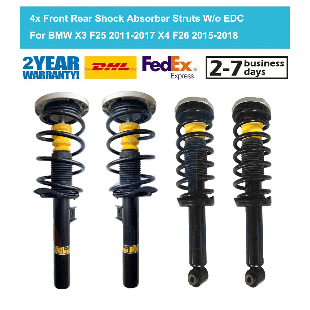 4xFront Rear Shock Struts Assembly W/O EDC for BMW X3 F25 2011-17 X4 F26 2015-18