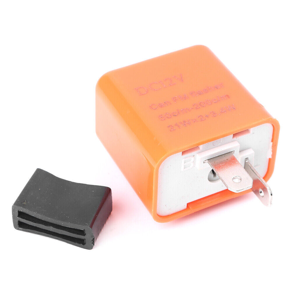 Orange 2-Pin Speed Adjustable LED Flasher Relay Fix Motorcycle Light Hyper Flash