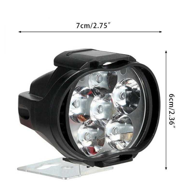 2Pcs Motorcycle Waterproof 6Led Headlight Lamp White Bright Working Spot Light
