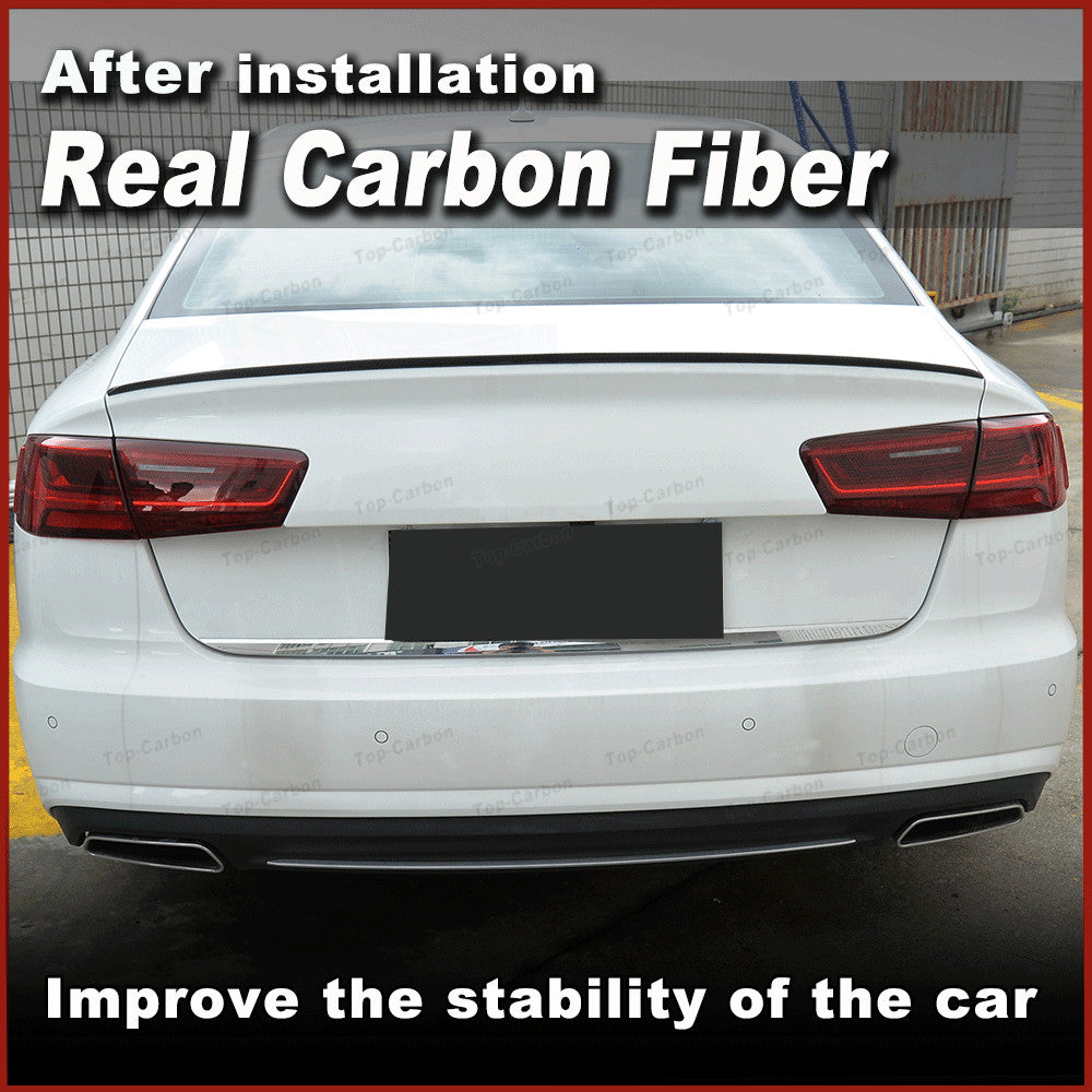 REAL CARBON Rear Trunk Spoiler Tail Lip Boot Wing for Audi A6 C7 Sedan 2013-18