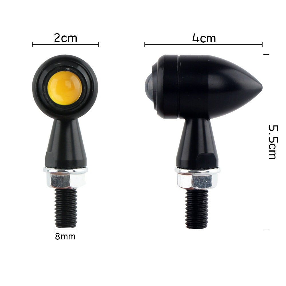 Motorcycle LED for Mini Turn Signal Lights for Harley Bobber Cafe Racer - Black