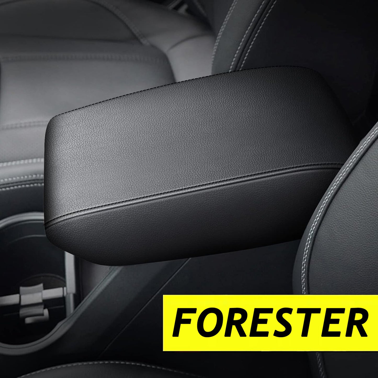 Leather black center console armrest cover suitable for Subaru Forester 2019 - 2023 - 2024 n
