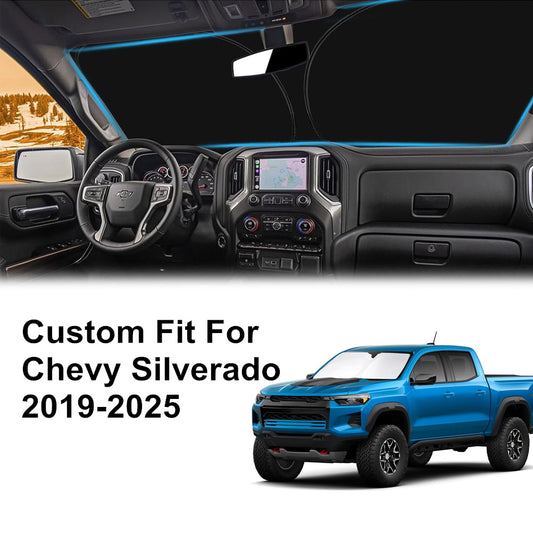 For 2019-2025 for Chevy Silverado 1500 Cab Front Windshield Sunshade UV Block Cover