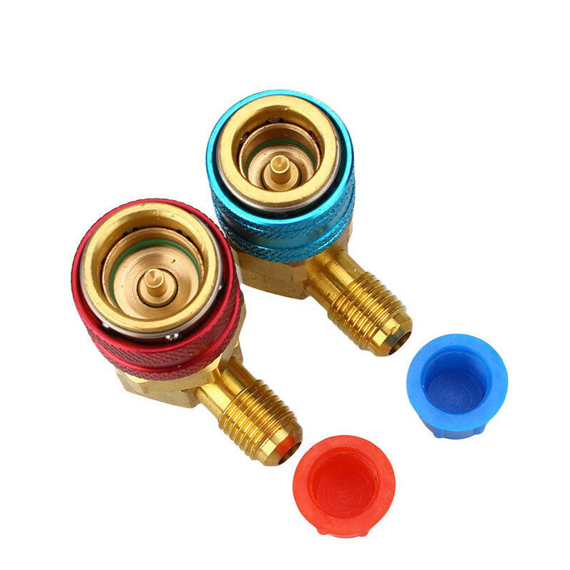 2X R134A Quick Connector Adapter Coupler A/C Manifold Gauge HVAC 6-ball v