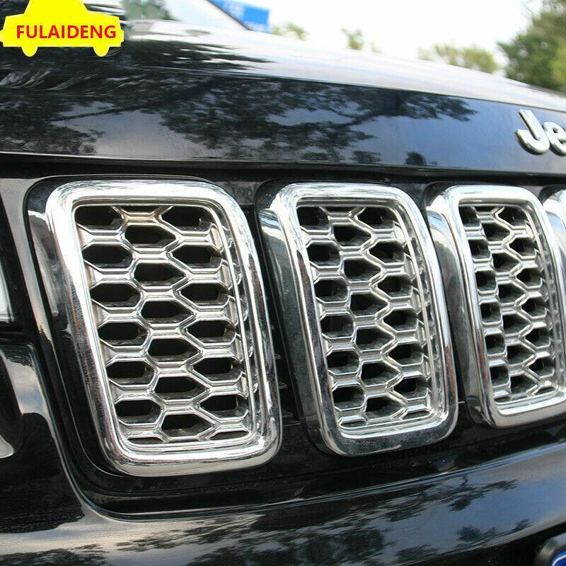 7PCS for Jeep Grand Cherokee 17-20 Honeycomb Front Grille Car Grill Mesh Inserts