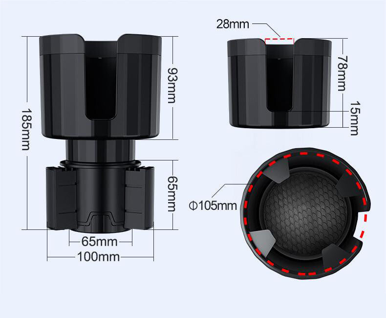1Pc Car Cup Holder Expander Adapter Universal For Large Bottles Mugs Black Q