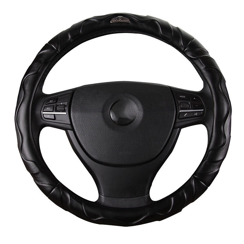 38cm universal car steering wheel cover for SUVs, black polyurethane synthetic leather, wear-resistant and non-slip. n