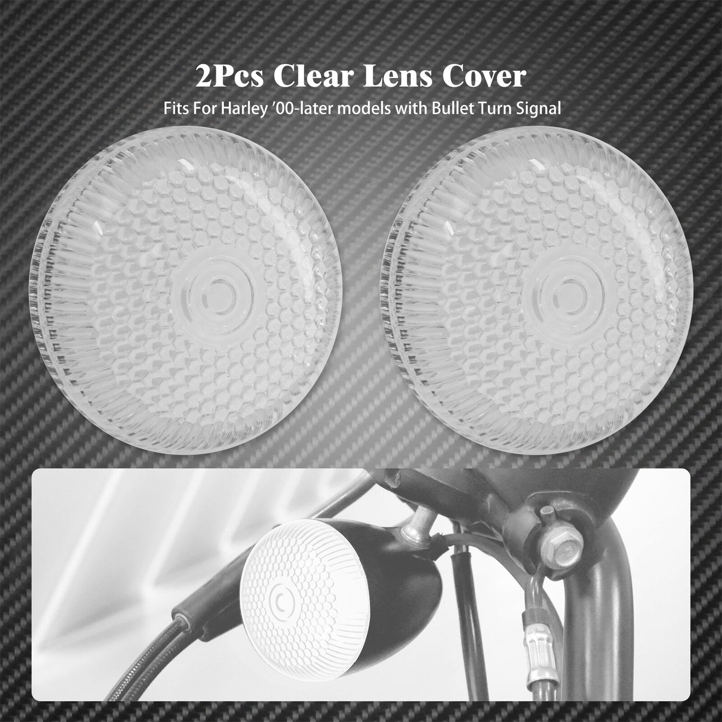 2x Clear Bullet Turn Signals Light Lens Cover Fit for Harley FLRT FLTRX 2000-23 Q