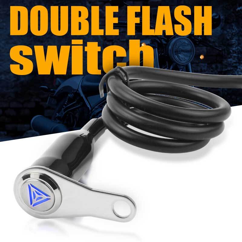 Stainless Steel LED Motorcycle Switch ON-OFF Handlebar Headlight Warning Light