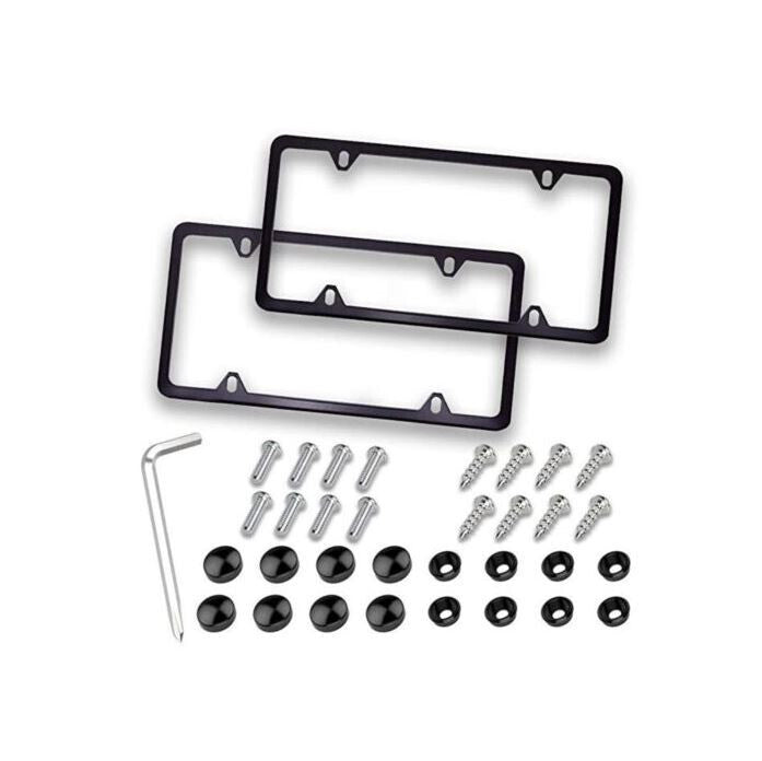Car license plate frame cover cap, trunk ultra-thin metallic black, suitable for Honda