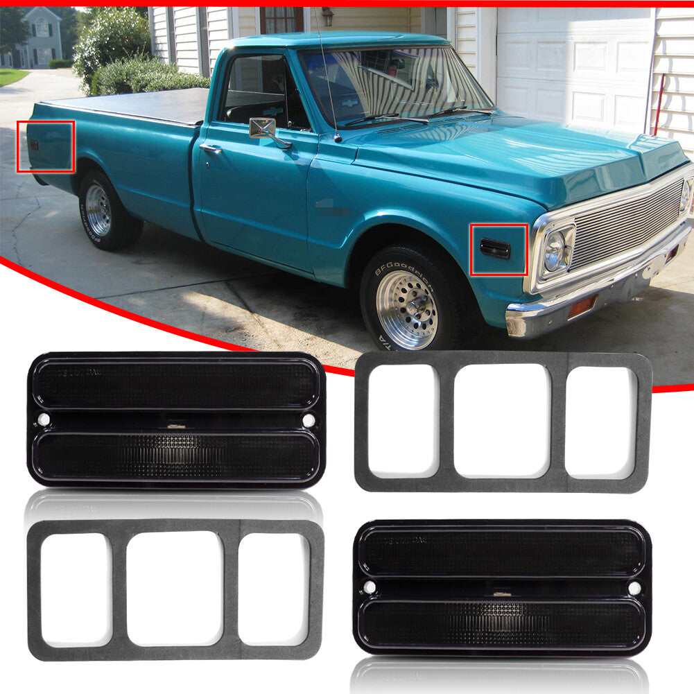 Front/Rear Bumper Side Marker Light Lenses for 1968-72 for and for GMC Pickup Trucks - v