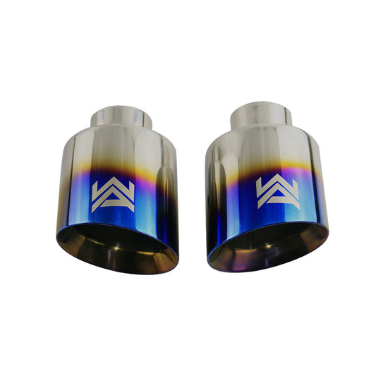 Pair Blue Universal 3'' inlet 5'' outlet Exhaust End Tips Muffler Tips New WA