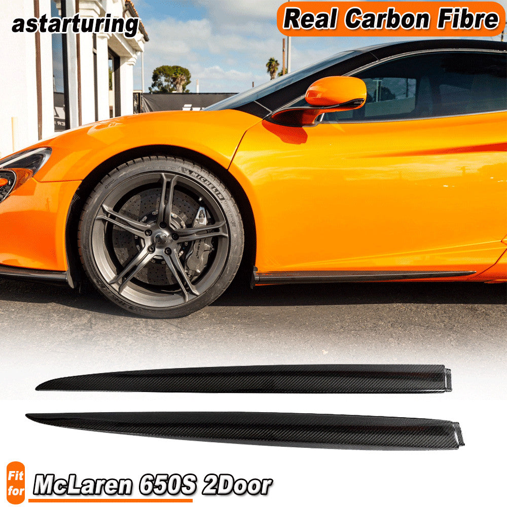 for McLaren 650S 2Door 2014-17 REAL CARBON Side Skirt Extension Lip Door Blades