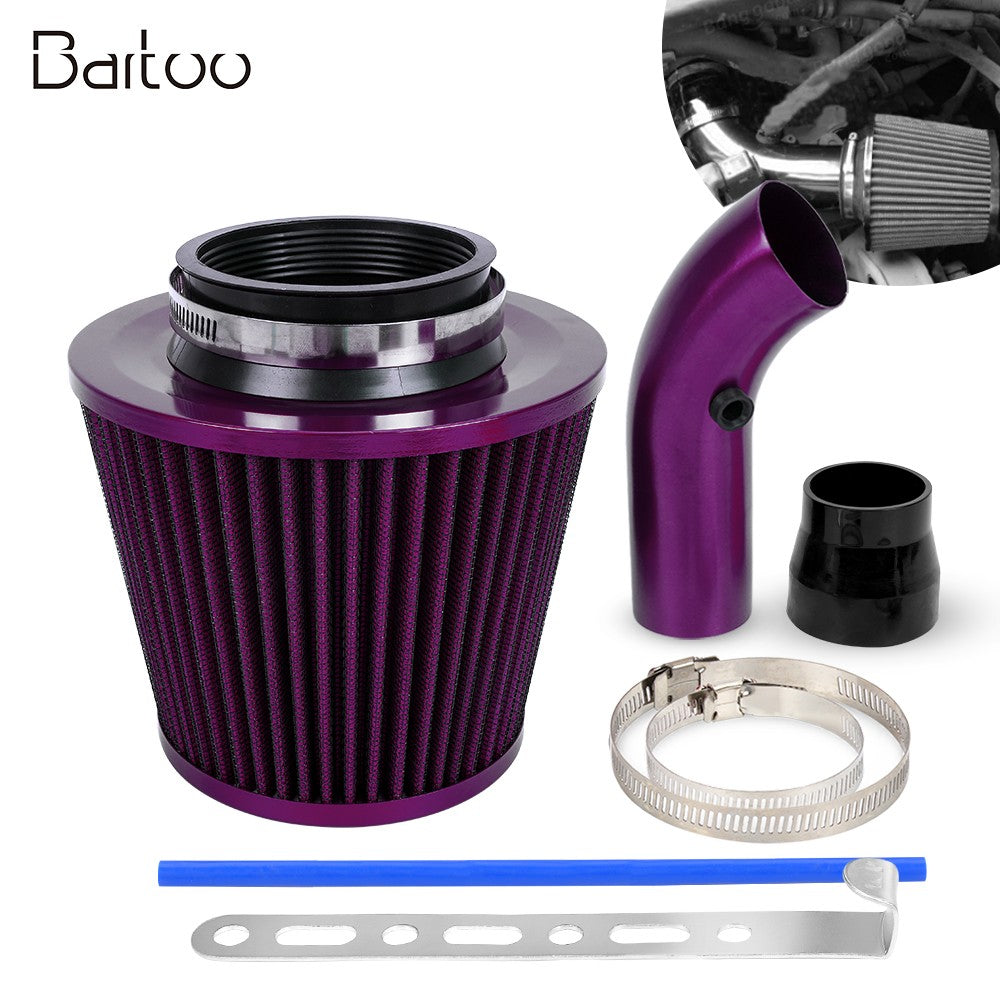 3 Car Cold Air Intake Filter Induction Kit Pipe Aluminum Power Flow Hose System