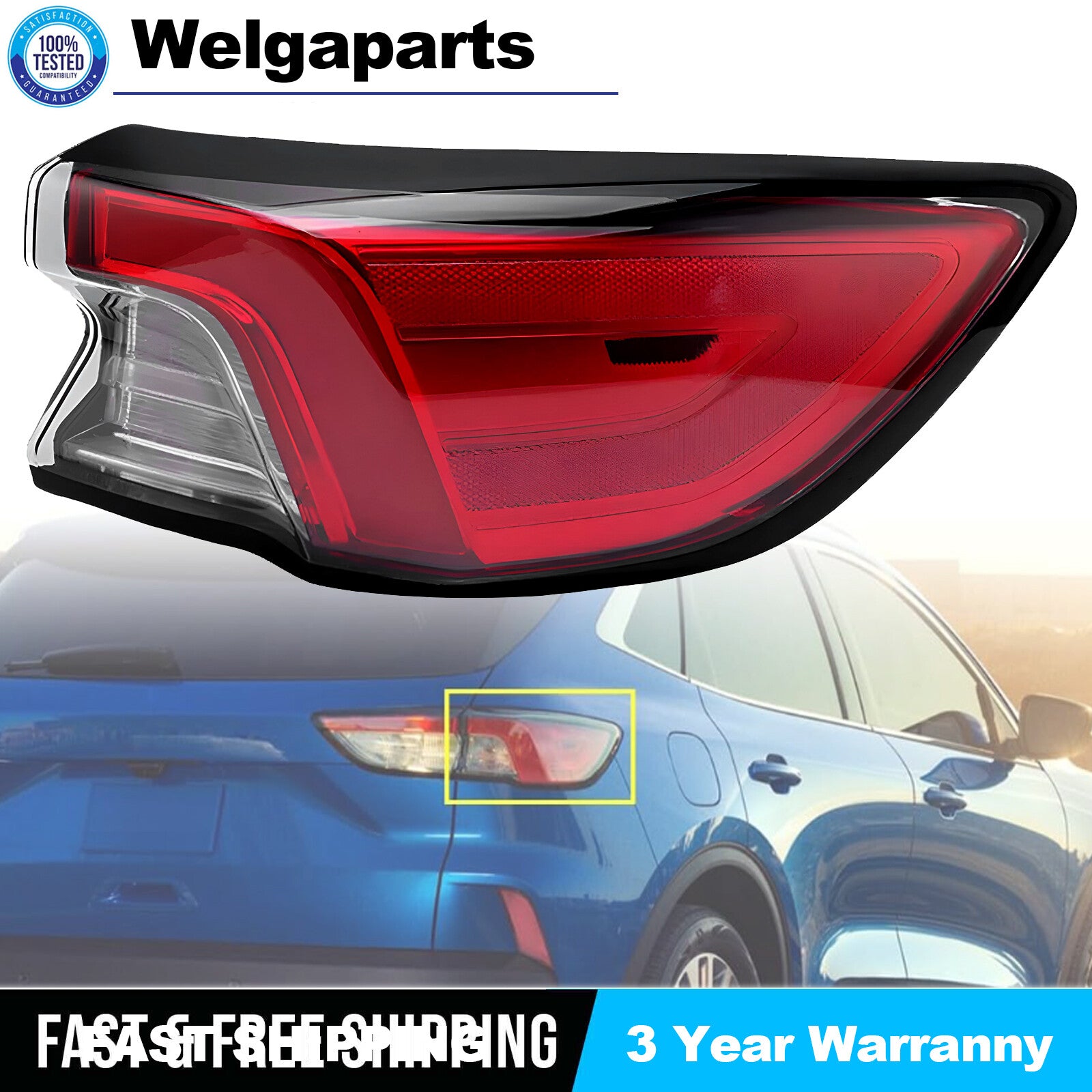 Fit for Ford Escape 2020-2022 Right Passenger Side Outer Tail Light Rear Brake US