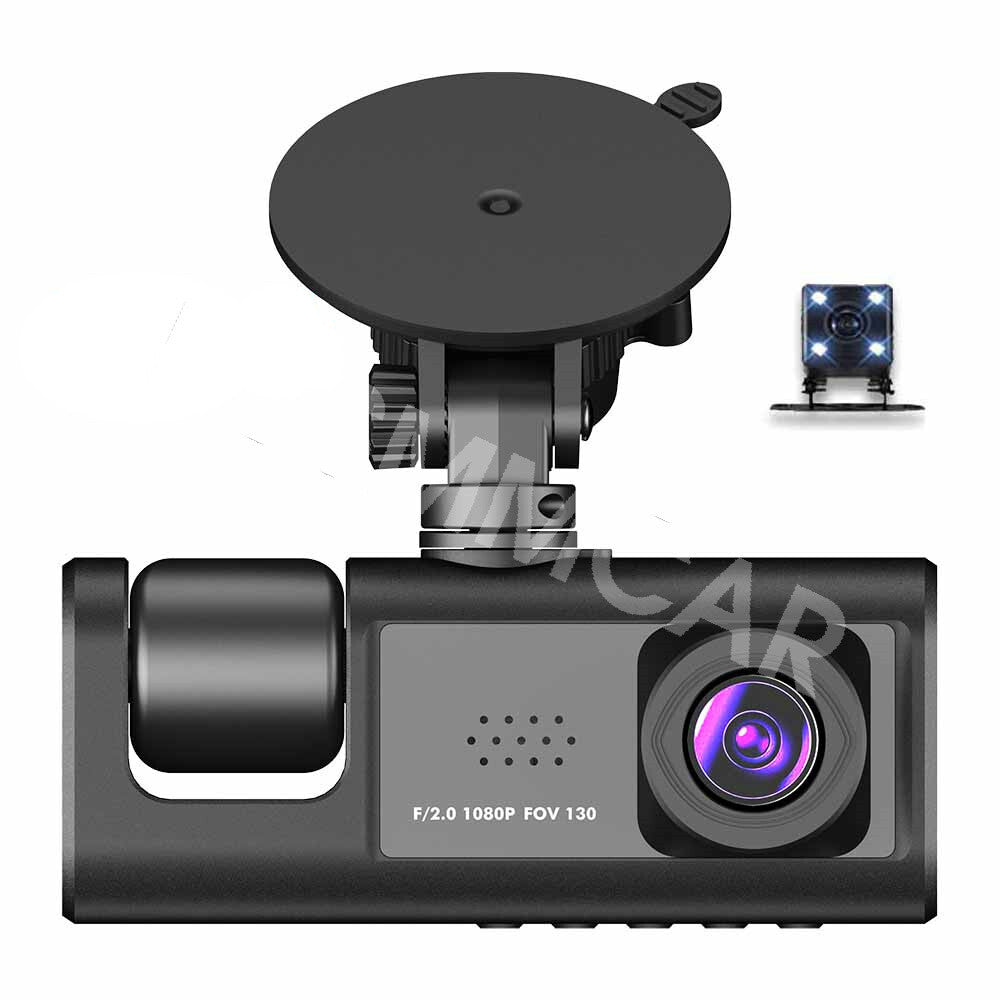 2in 3 Lens Car Video Recorder G-sensor Night Vision Dash Cam Rearview Camera