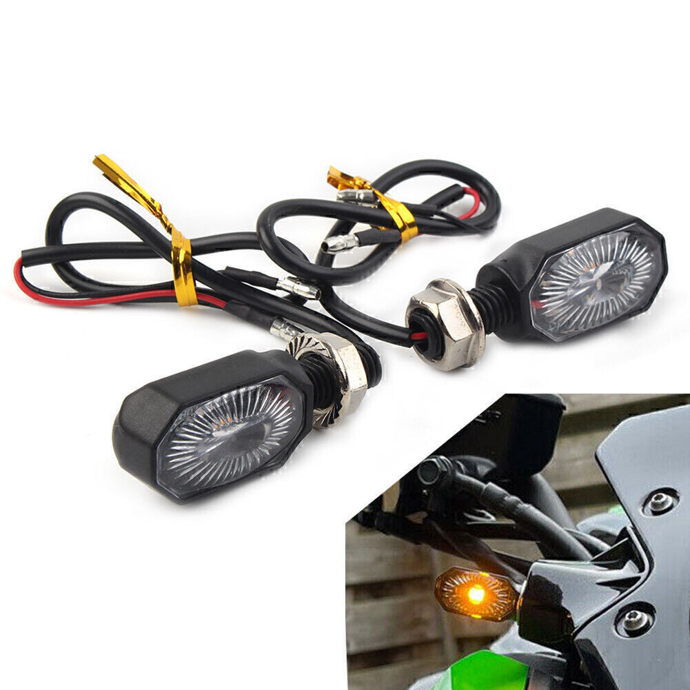 2Pcs for Mini Motorcycle 12V LED Turn Signal Blinker Amber Light Indicator Q