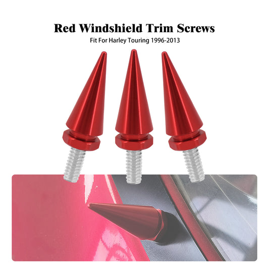 3x Red Impaler Spike Wind Screen Windshield Bolt For Electra Street Glide 96-13